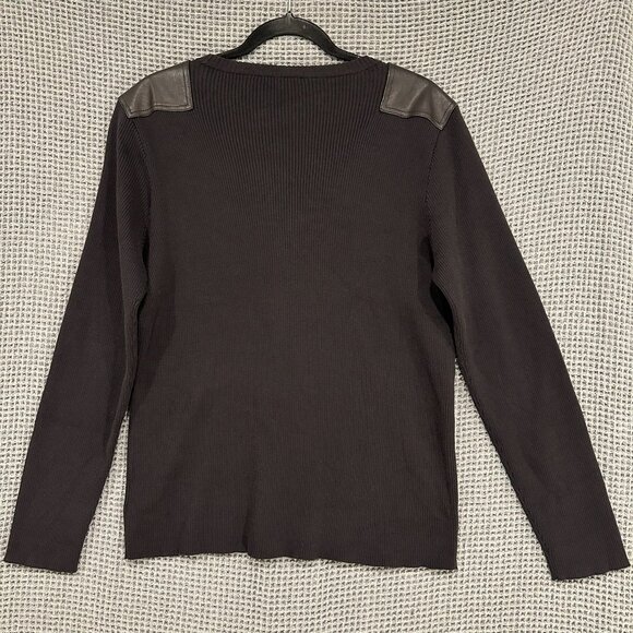 Ralph Lauren Jeans Company Knit Sweater Shirt Womens XL Leather Shoulder Patch - Picture 2 of 8